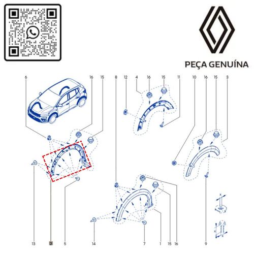 RN 26158R 638126158R ACABAMENTO PROTETOR PLASTICO PARALAMA DIANT. DIR. KARDIAN 3